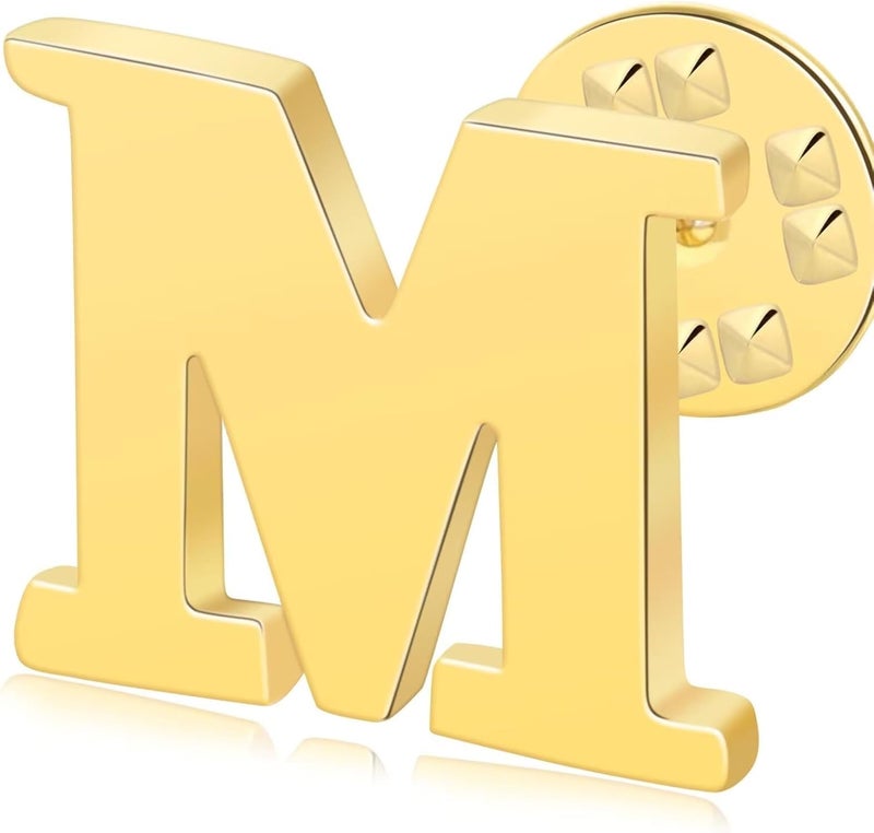 ETHOON Initial Letter Lapel Pins for Men Women Personalized Name Brooch Pins for Men Suits Hats Metal Button Pins Gold A-Z - Image 1